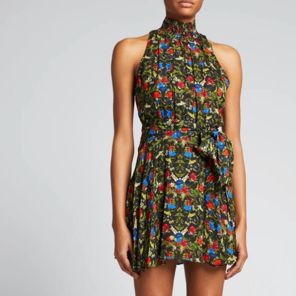 Alice + Olivia Dita Smocked Neck Floral Print Dress - Picture 3 of 5